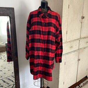 DIVIDED H & M Red and Black Oversized Flannel Shirt or Dress - FINAL SALE